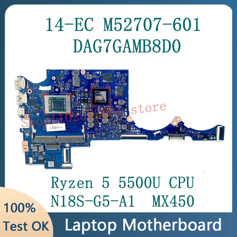 DAG7GAMB8D0 M52707-601 M52707-501 M52707-001 For HP 14-EC Laptop Motherboard With Ryzen 5 5500U CPU N18S-G5-A1 MX450 100% Tested