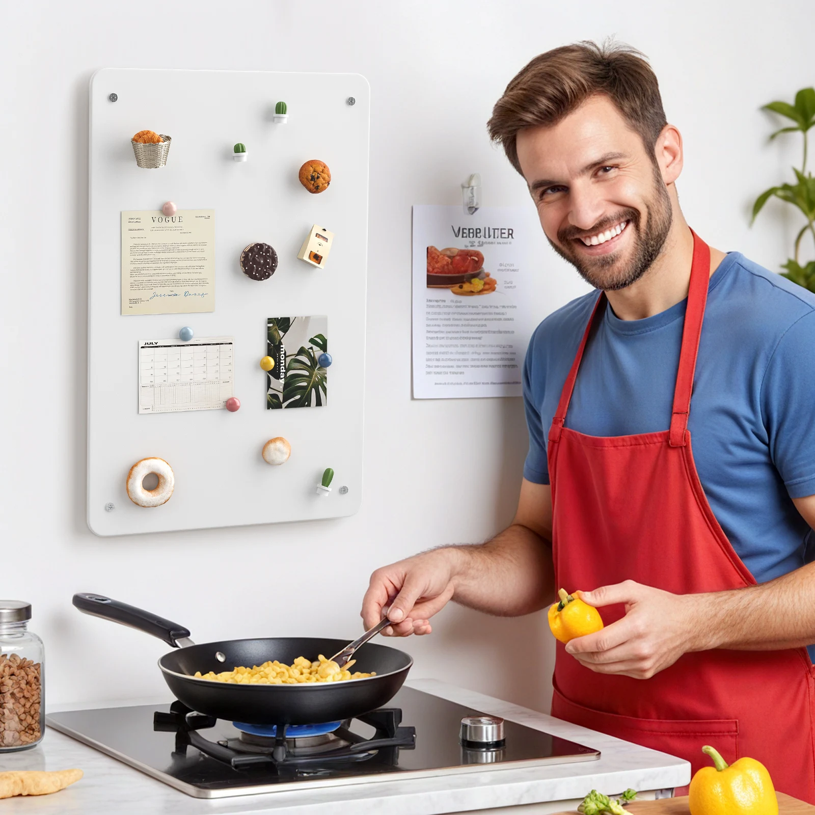 Magnetic Board for Wall  Durable Metal Bulletin Board for Home Display Souvenir Magnets, Photos & Notes,White