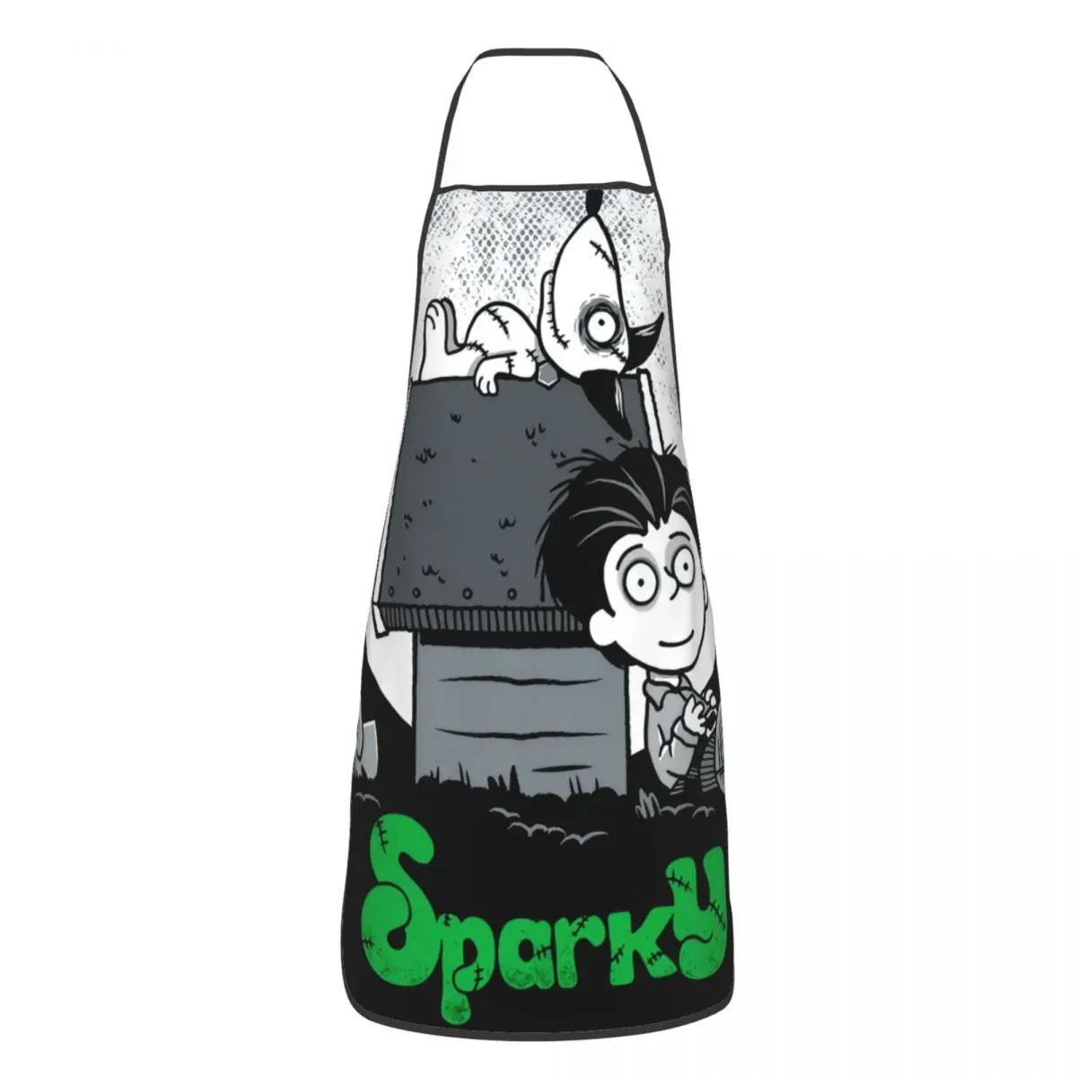 Custom Bib Frankenweenie Sparky Dog Apron Men Women Unisex Adult Chef Kitchen Cooking Horror Movie Tablier Cuisine Baking