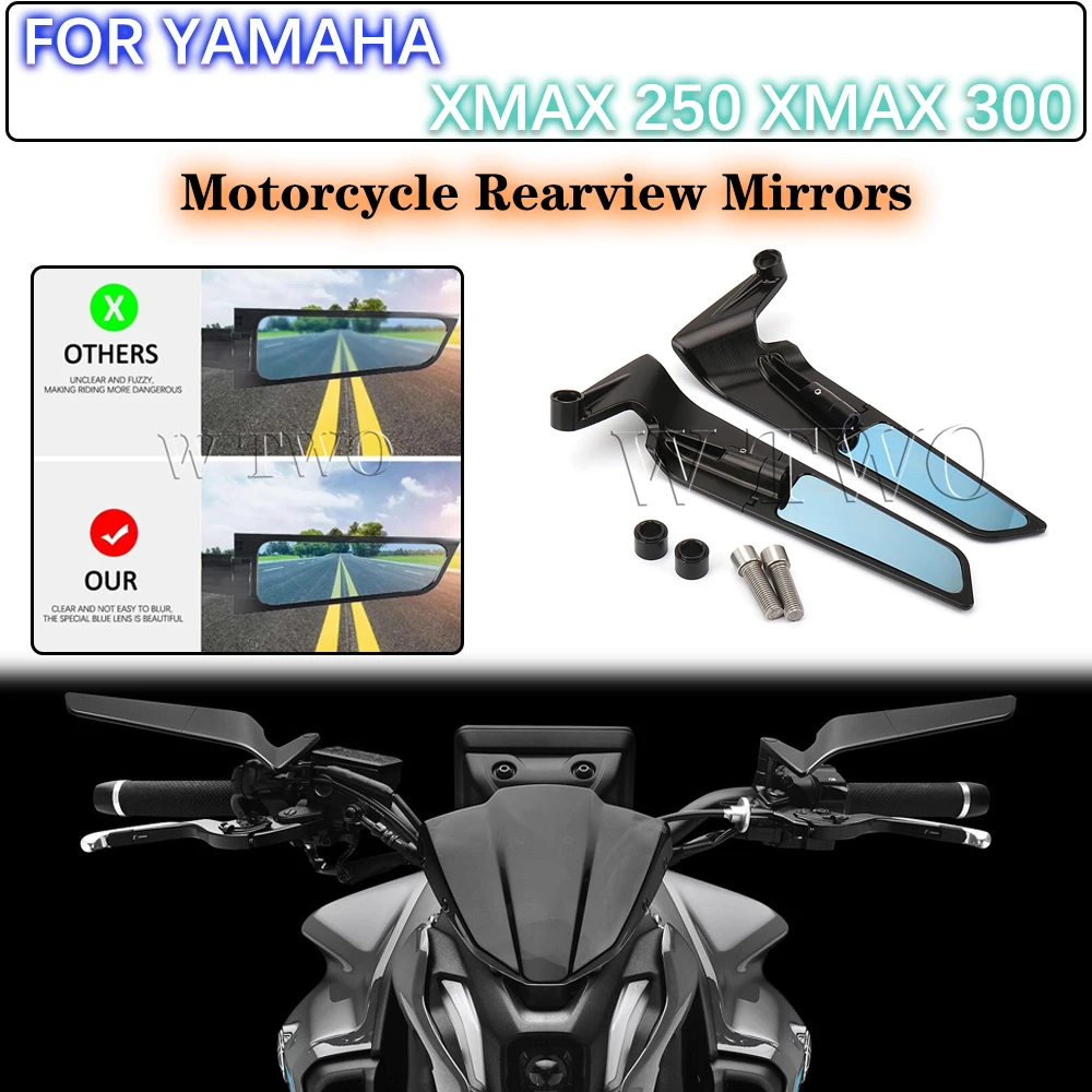 

For YAMAHA XMAX-250 XMAX-300 Motorcycle accessories fixed Wind Wing Adjustable Rotating Rearview Mirrors