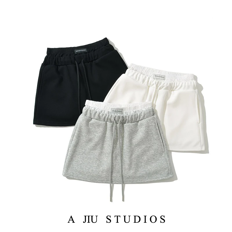 

High Waist A-Line Skirt Lace Panel Dstring Casual Sport Women's Skirts ort Skirts Full Coverage Anti-Light