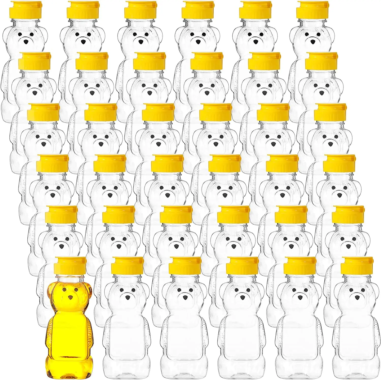 20Pcs 240ml Plastic Bear Honey Bottles Jars Honey Containers Dispenser Squeeze Bottle Juice Bottle with Leak Proof Flip-Top Caps