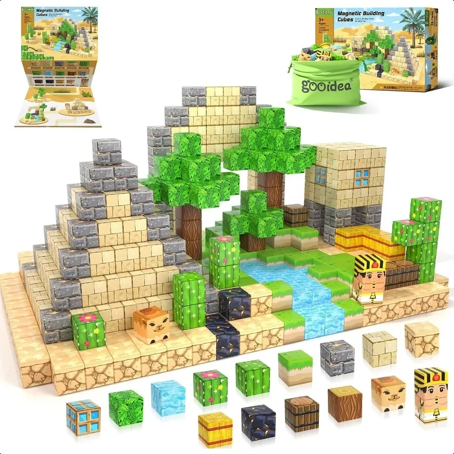 

Большие магнитные блоки, игрушки, сенсорные обучающие игрушки, шахтный Magworld, строительный набор для пустыни, 1, магнитные строительные кубики