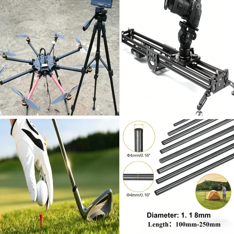 

1-10pcs Carbon Fiber Rods Diameter 1mm 1.5mm 2mm 2.5mm 3mm 4mm 5mm 6mm 7mm 8mm 10mm 11mm 12mm Length 250-500mm Fibra De Carbono