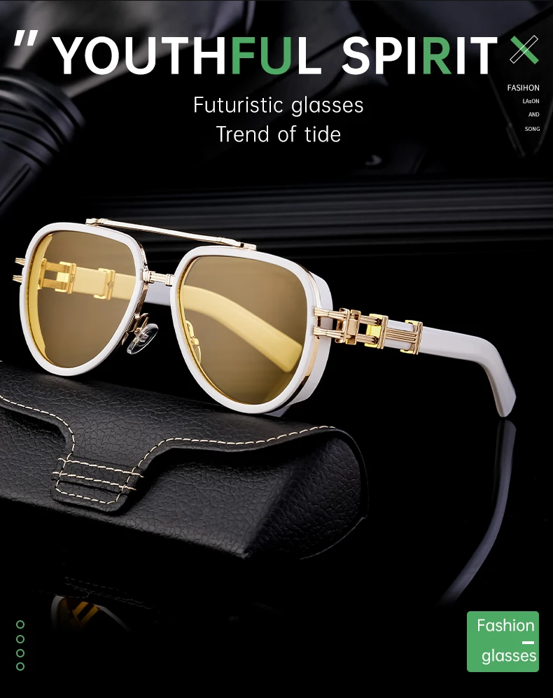 Vintage Punk Ovale Sonnenbrille für Damen und Herren 2026 Luxusmarken-Design Trendige Steampunk Doppelbalken-Sonnenbrille für Männer Retro-Brillen – Detail 1