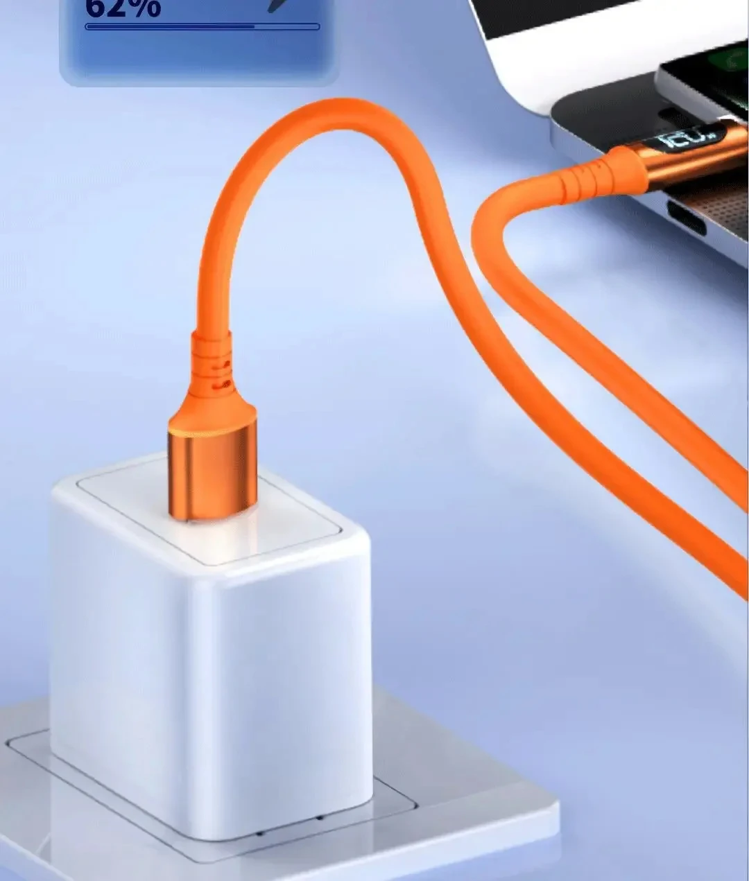 NNBILI 6A USBC To Type C Fast Charging 120W USB Type C LED Digital Display Cable For Samsung HUAWEI Xiaomi Oppo Vivo Charge Cord