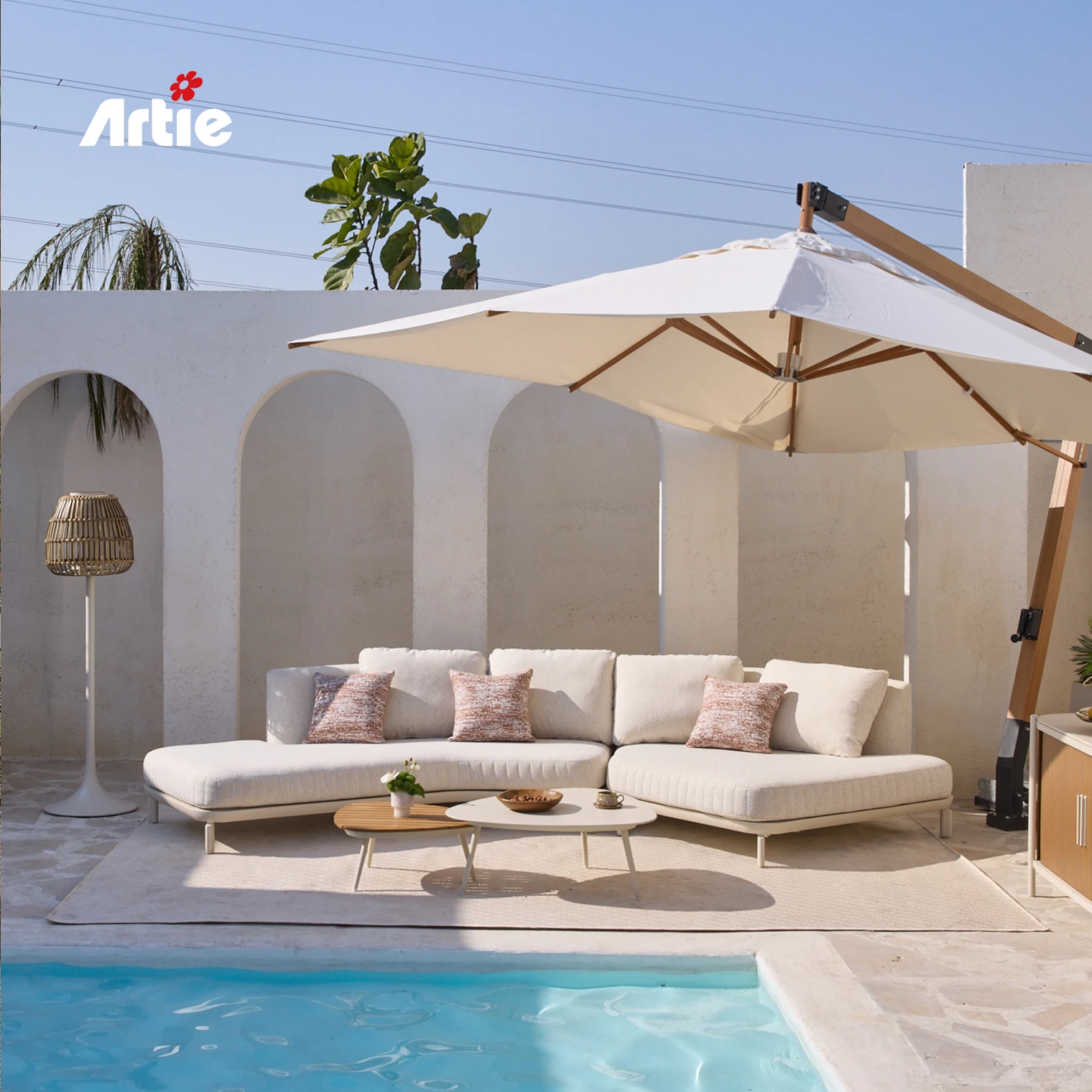 

Artie Outdoor Lounge 3 Seat Aluminium Outdoor Modular Sofa Outside Patio Seating Furniture Garden Sofa Sets