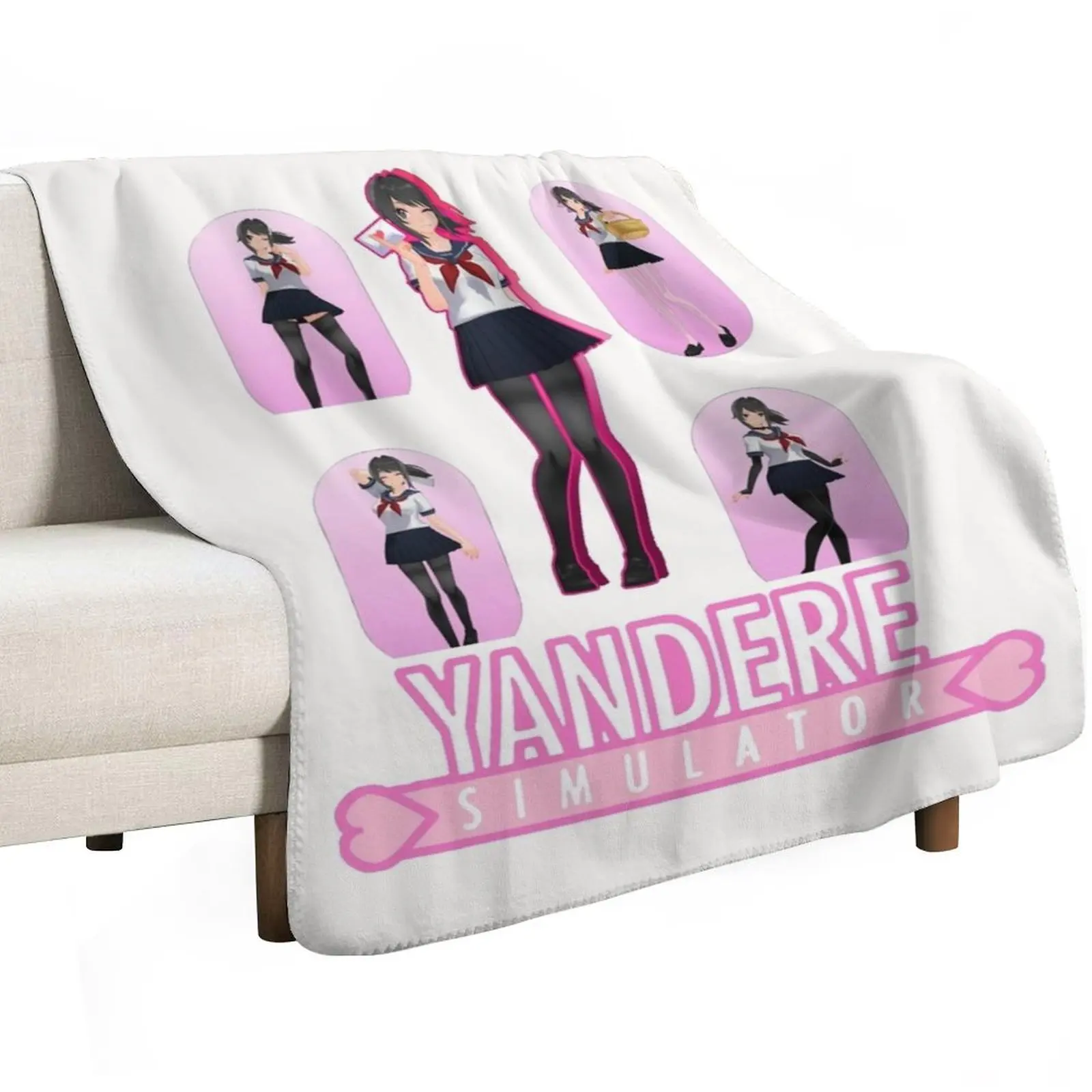 yandere simulator-yandere sim-yandere simulator yandere simulator Throw Blanket Sofa Furry Sofas Sleeping Bag Softest Blankets