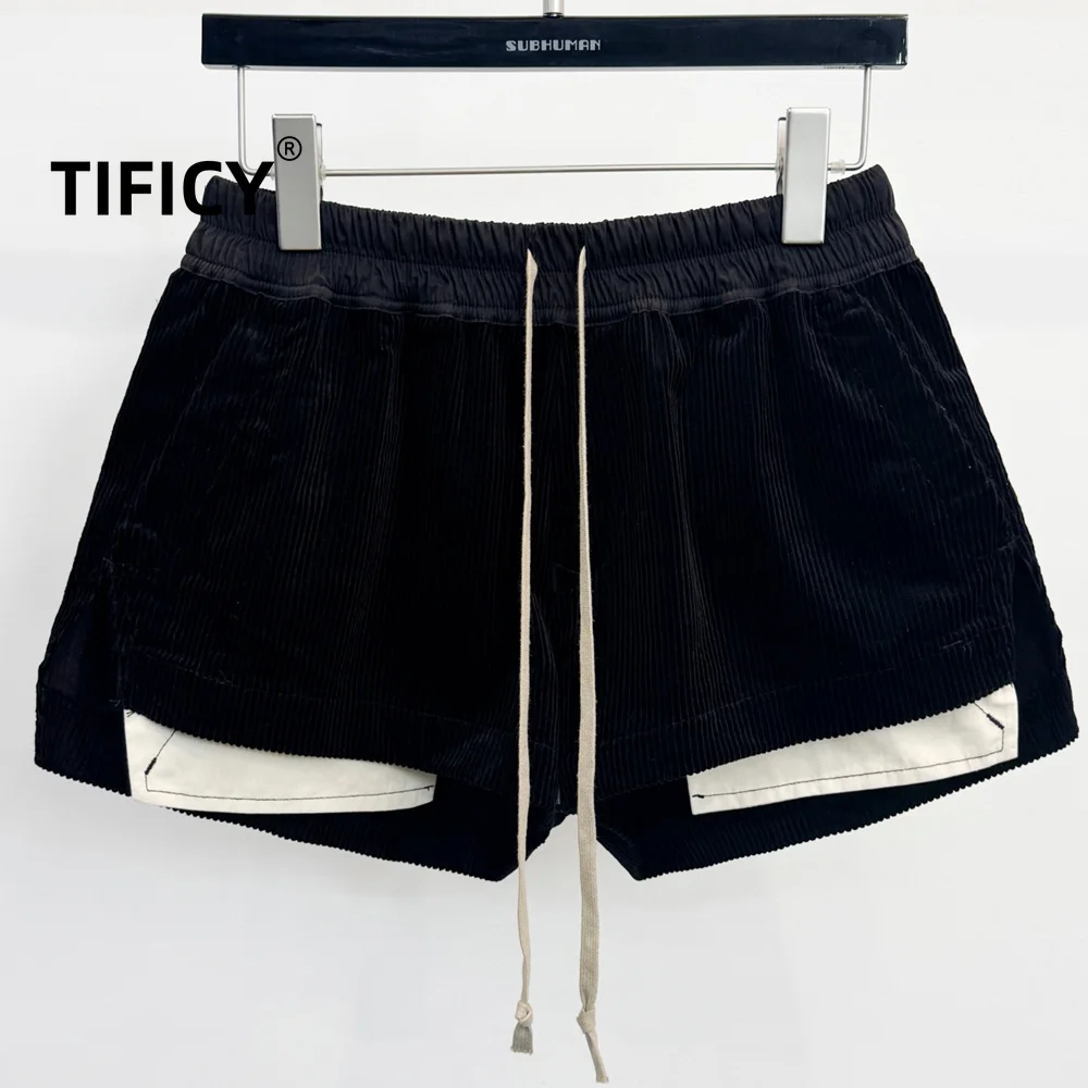 High Street RO Shorts Women's Dark Daily Versatile Commuting Drawstring Elastic Band Casual Elegant Temperament Shorts