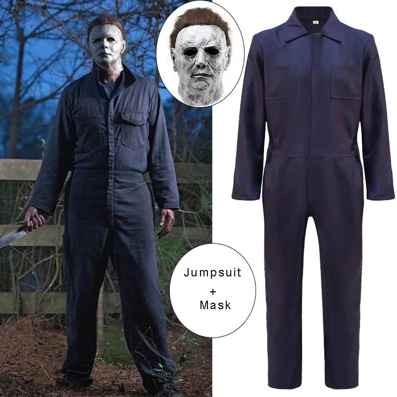 

Michael Myers Costumes Mask Cosplay Halloween Jumpsuit Outfits Horror Bloody Killer Props Carnival Party Costume for Adult Men