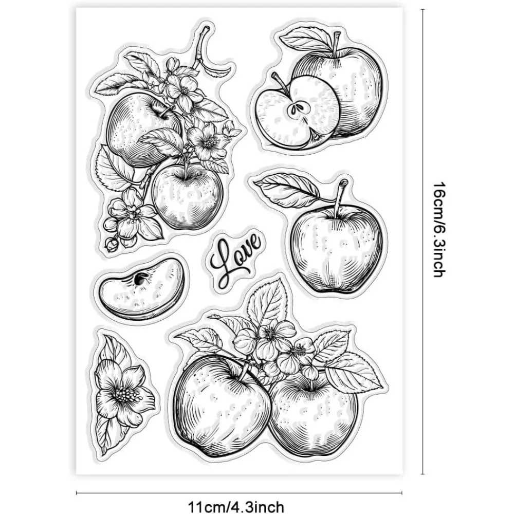 Apple stempel bening silikon bunga buah stempel bening segel transparan untuk DIY Album foto pembuatan kartu buku tempel