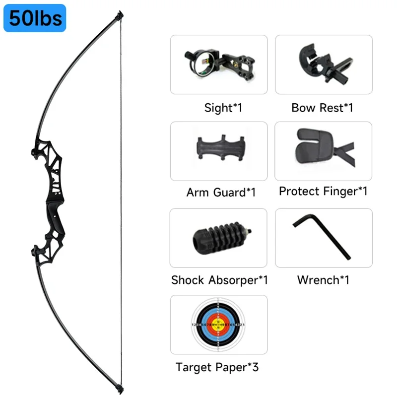 High Shooting Competition Professional Bow Quality Metal 30-50lbs Straight Bow Powerful Archery Recurve Bow For Outdoor Hunting