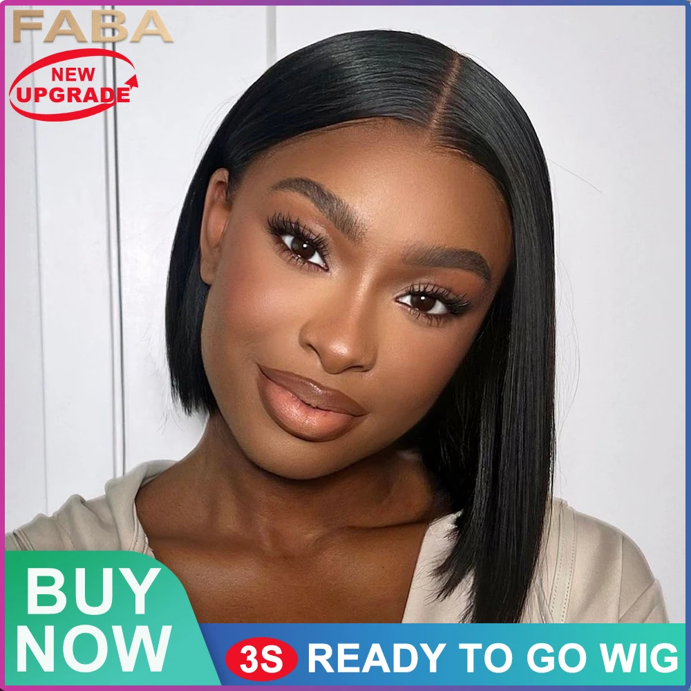 

FABA Glueless Wigs Human Hair 7x5 Wear and Go Glueless Wig Pre Plucked with Natural Hairline Bob Wigs Pre Bleached Bye Bye Knots