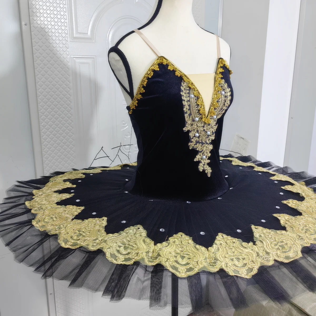 Ballet Tutu Skirt Black Velvet Top Adult Women White Swan Lake Costumes Professional Ballerina Performance Clothes For Kids