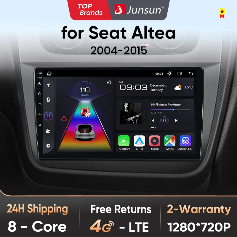 Junsun V1 AI Voice Wireless CarPlay Android Auto Radio For Seat Altea 2004-2015 Toledo 3 4G Car Multimedia GPS 2din autoradio