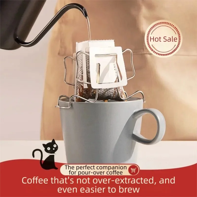 1/3/5pcs Coffee Cup Drip Filter Paper Bag Holder Stainless Steel Reusable Holder Drip Bag Holder Coffee Accessories PTKFQJ03