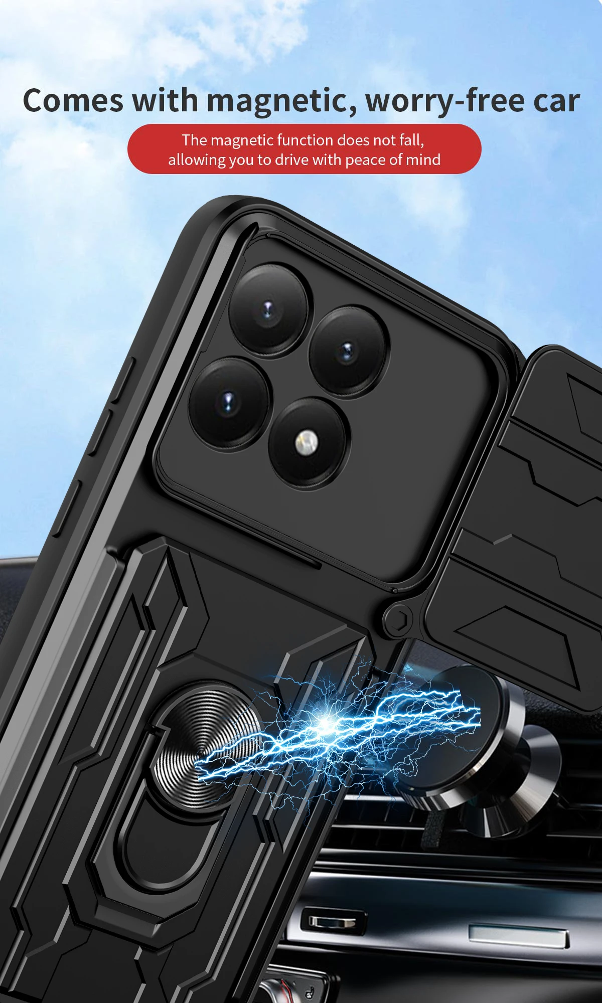 Hülle für Xiaomi Redmi Note 15 14 Pro Plus 5G 15T Pro Xiaomi Poco X8 Pro mit Schiebe-Kameraabdeckung, abnehmbarem Kartenhalter und Objektivschutz – Detail 11