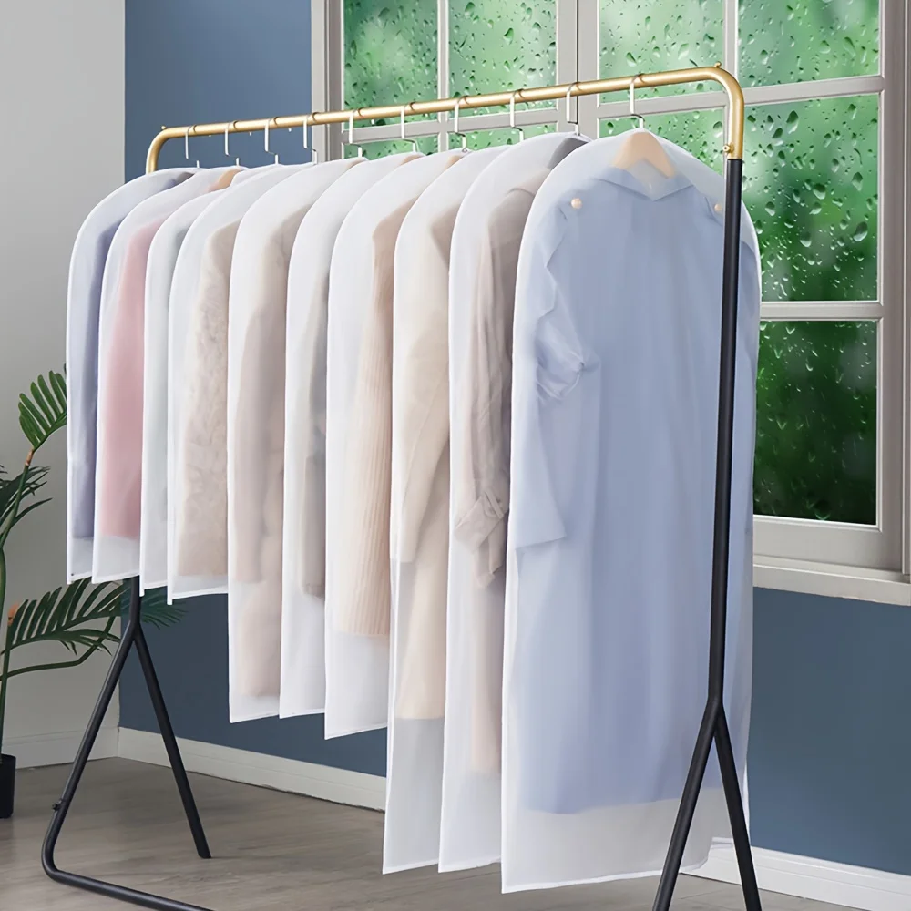 5pcs Clothes Dust Cover Transparent Waterproof Moisture Resistant Dustproof Breathable Clothes Storage Bag