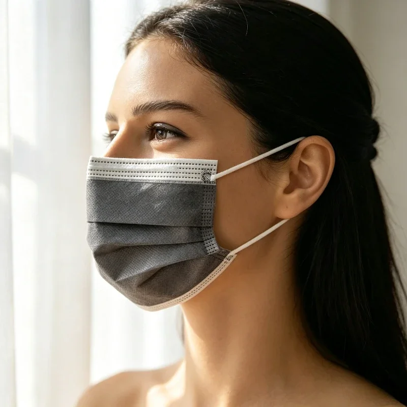50pcs/100pcs/150pcs Disposable Dust-proof Elastic Ear Loop Face Mask Home Dust Mask Activated Carbon Non-woven Protective Mask