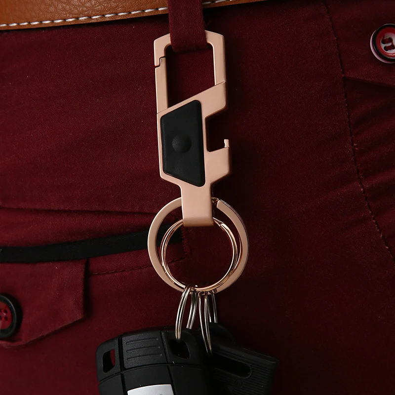 Luxury Men Keychain Classic Multifunction Car Key Chains Lighting Opener EDC Tool Jewelry for Key Rings Holder Gift Accessories