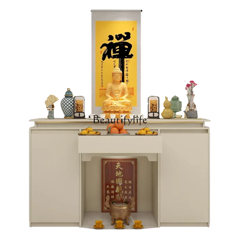 

P13Shrine offering table Household temple incense burner Shrine simple self-built house Land public table