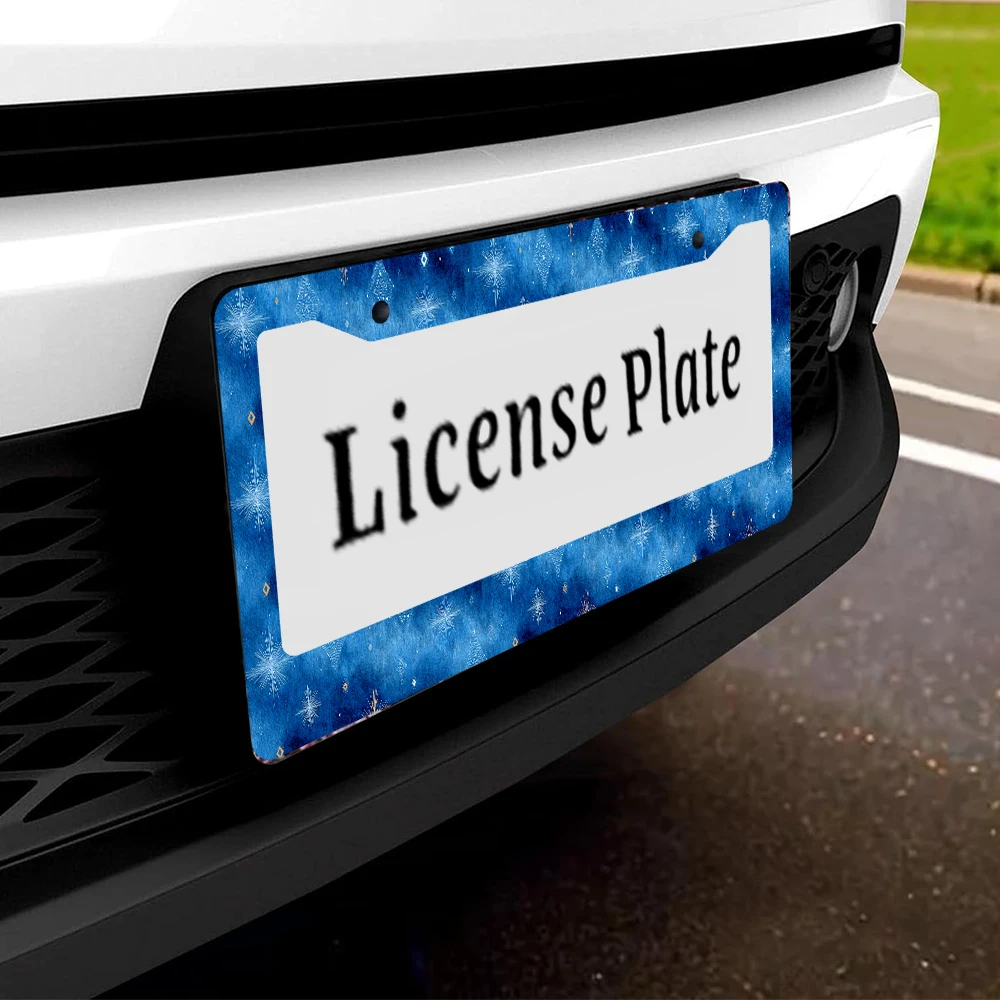 1 قطعة نمط النجمة الزرقاء 2 حفرة إطار لوحة الرخصة مادة الألومنيوم 6x12 بوصة مع المسمار مجموعة الرجعية الجدة سيارة الديكور هدية