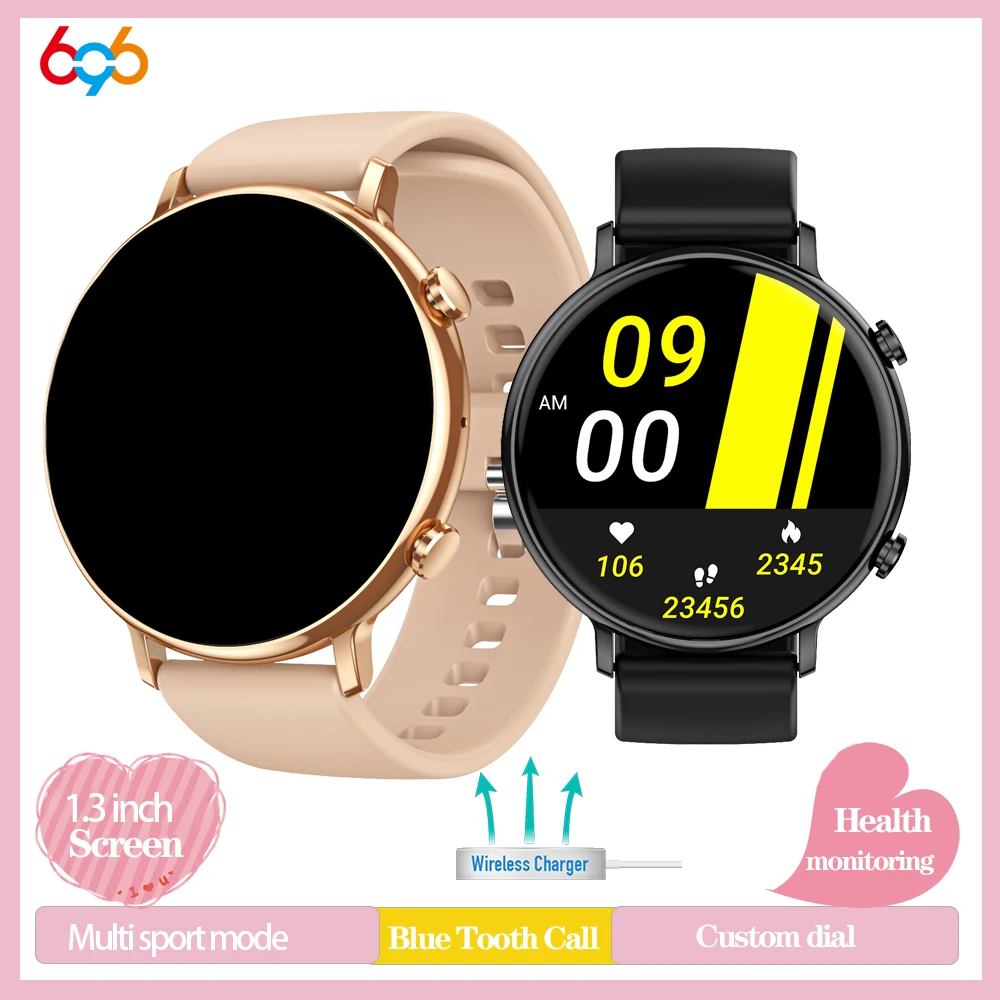 Smartwatch Blue Tooth Call Women Sport Ultra Thin Body Health Smart Watch Voice Assistant Waterproof Bracelet Wireless Charging
