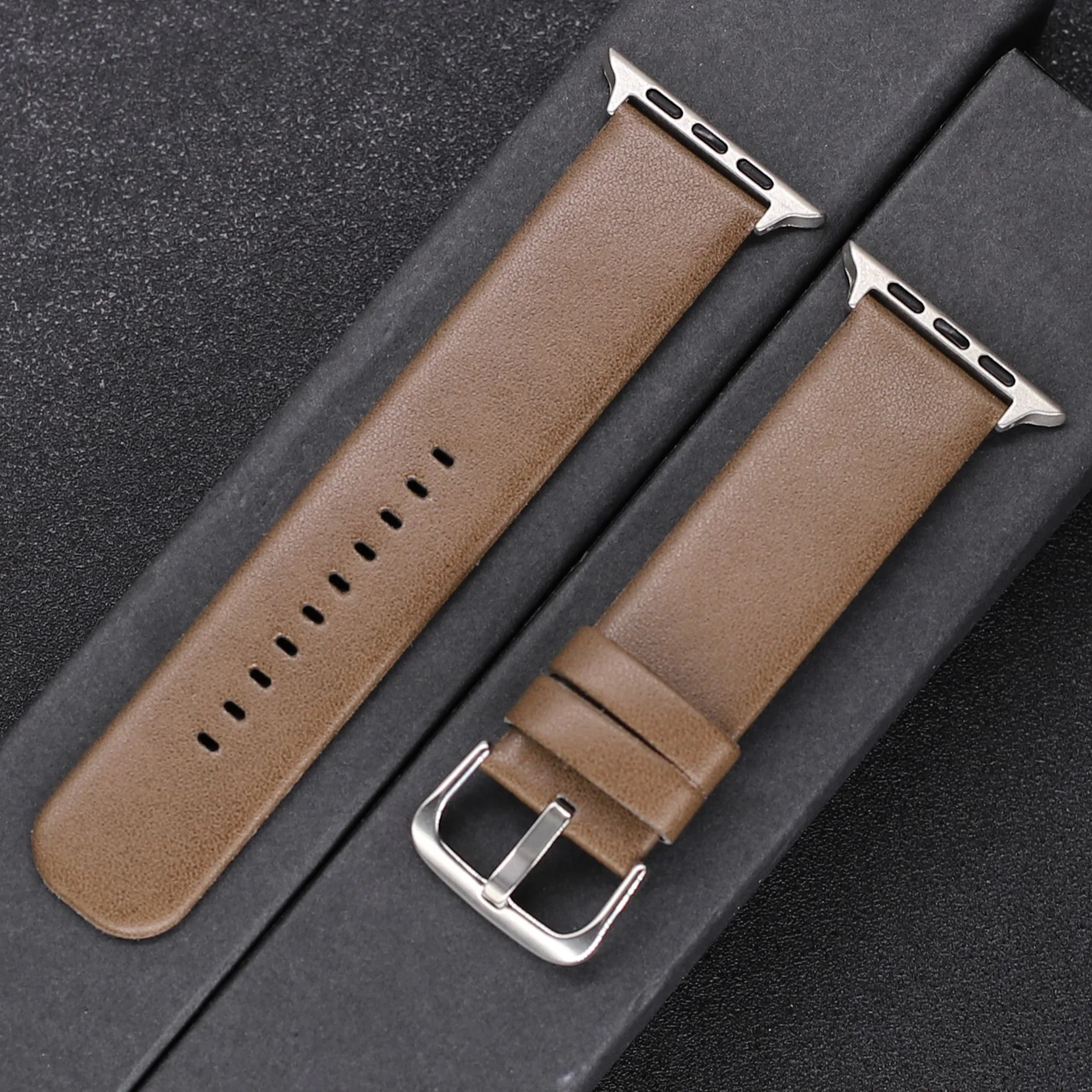 Ремешок из ПУ кожи для Apple Watch Band 49 мм 46 мм 44 мм 45 мм 42 мм 40 мм 38 мм 41 мм, повседневный мужской и женский браслет iWatch 10/9/8/7/6/5/4/Ultra