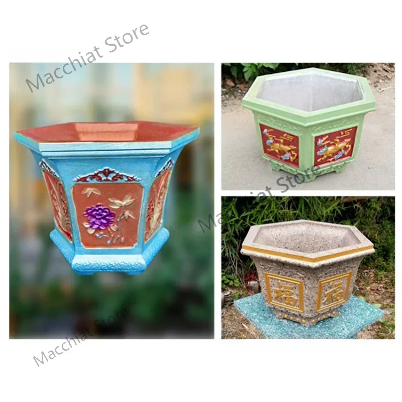 Cement Flower Pot Mold Outdoor Garden Building Thickened Concrete Plastic Model Homemade Large Bonsai Abrasive Tool T