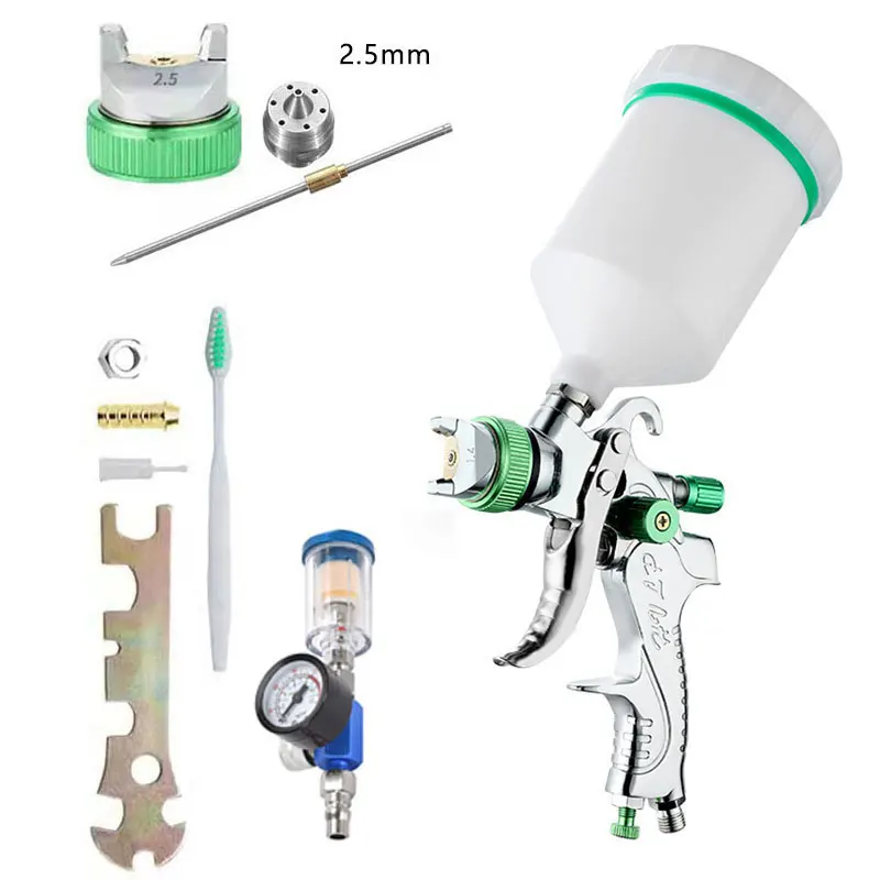 HVLP Professioneel Spuitpistool 1.4/1.7/2.0/2.5mm Stalen Mondstuk Zwaartekracht Spuitpistool Draagbare Autolak Spuitpistool DIY Spray Paint Kit