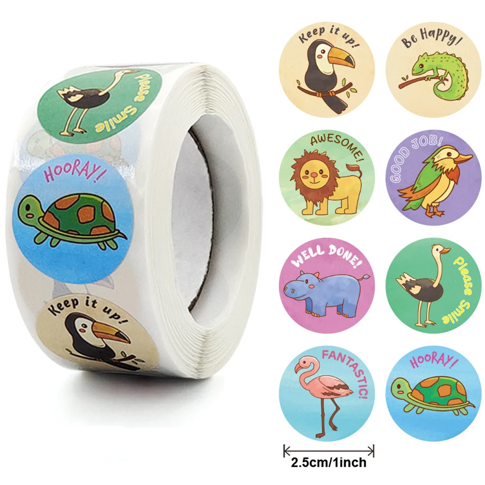 500pcs Children Reward Stickers Zoo Animal Sticker Labels For School Teachers To Encourage Students Good Job Etiquetas Adhesivas