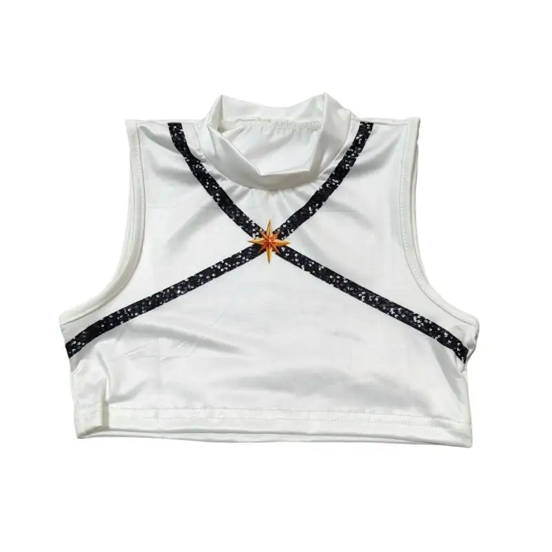 새로운 영화 K-POP 루미 악마사냥꾼 코스프레 의상 소녀 할로윈 블랙 화이트 조끼 코트와 반바지 3종 세트 드레스업