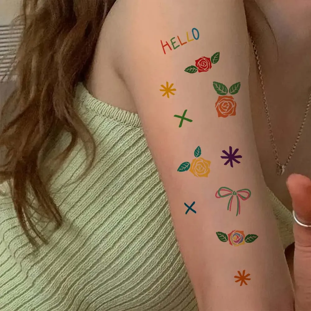 10 قطع/مجموعة ملصقات وشم صغيرة ملونة لتزيين الجسم وحفلات أعياد الميلاد وملصقات وشم للاستعمال مرة واحدة