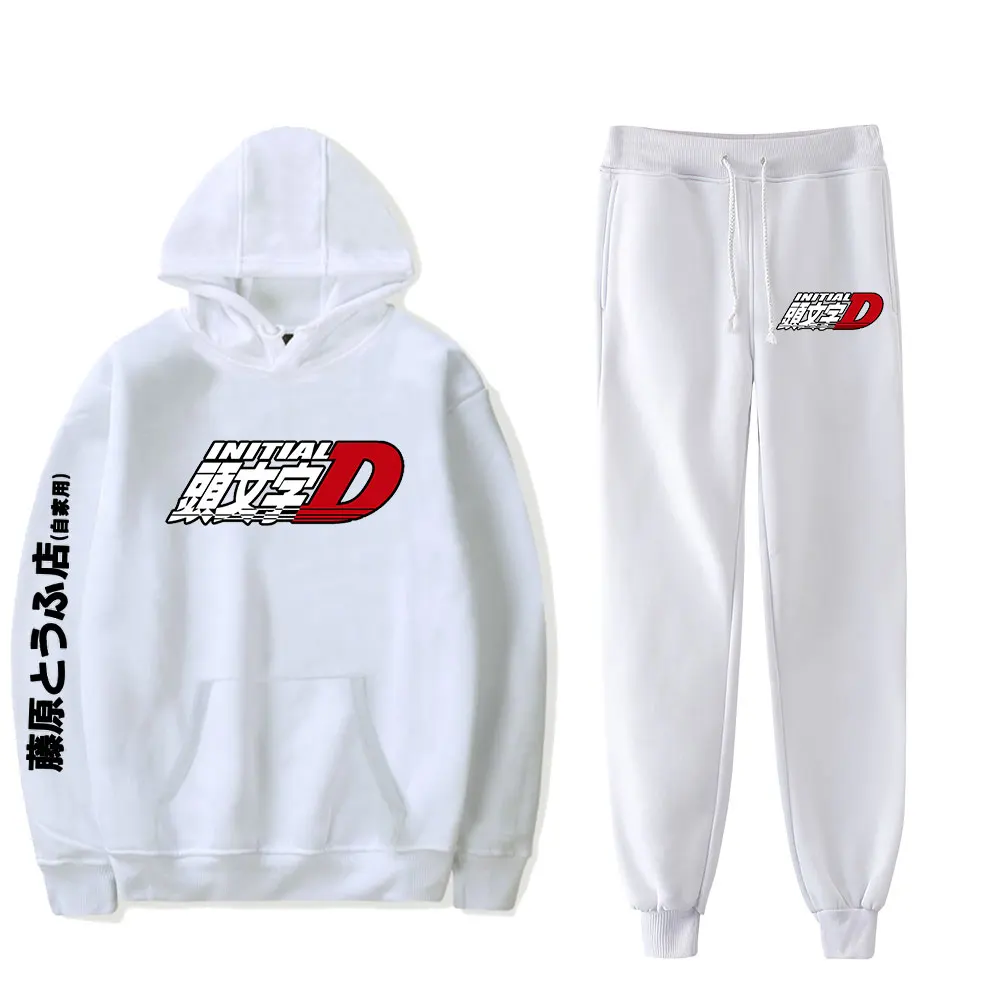 Initial D Fujiwara Tofu Shop Vintage 90s PULLOVER Merch Hoodies Set Sports Women Fashion Hoodie Pants Two-Piece Pullover Men