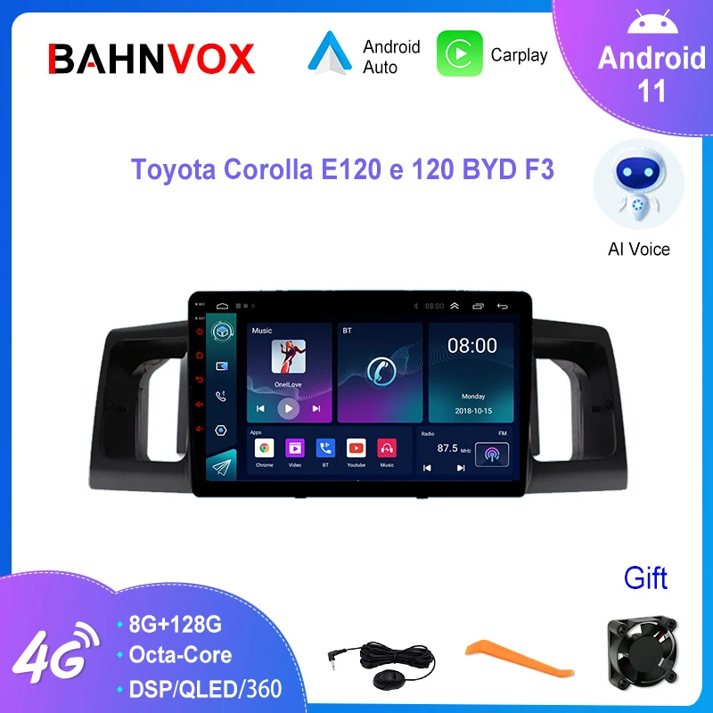 

9'' Android 12 Car Radio for Toyota Corolla E120 e 120 BYD F3 2007-2011 GPS Navigation Multimedia Video Player Stereo 4G Carplay