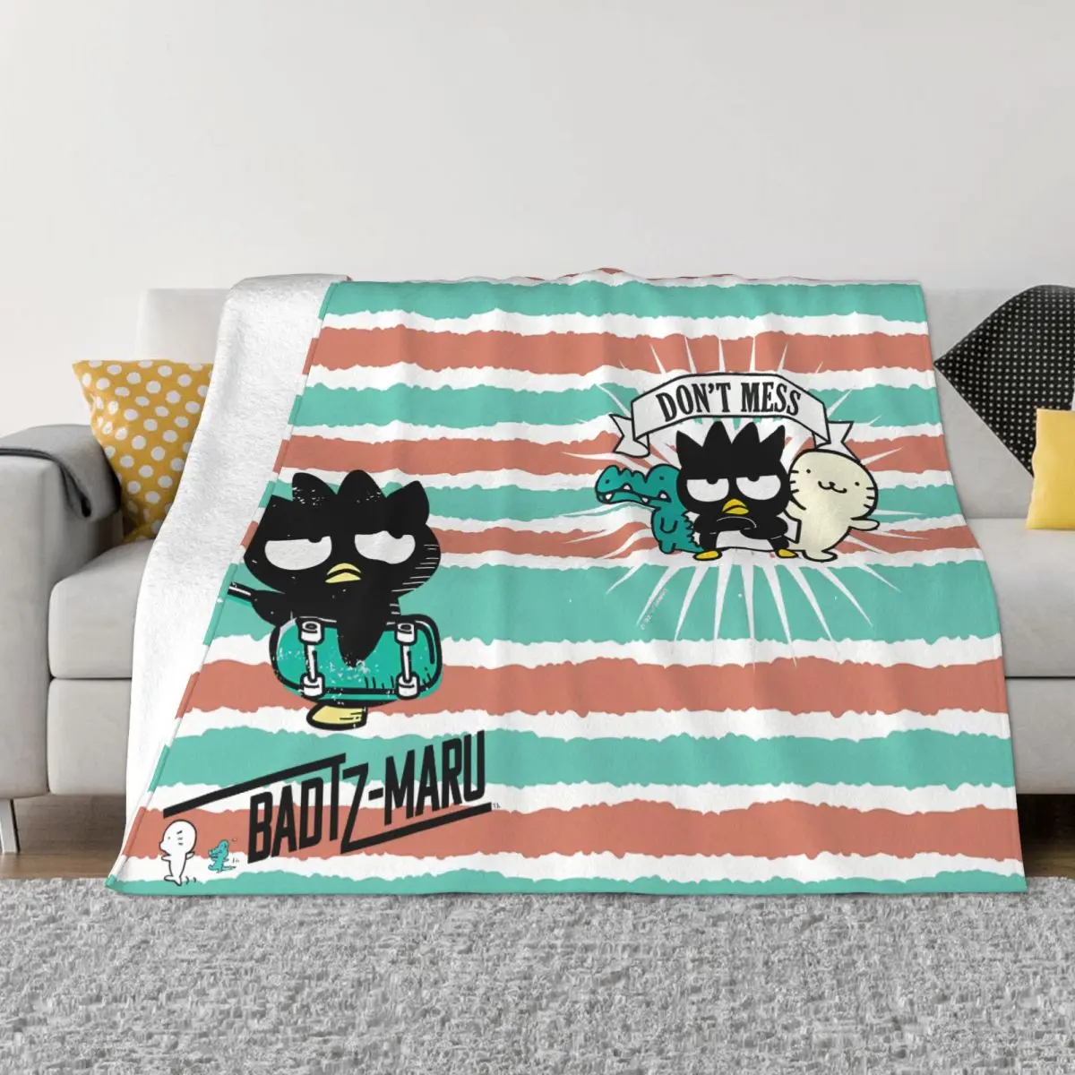 Sanrio Blanket Badtz Maru Flannel Autumn/Winter Breathable Thin Throw Blankets For home Rug Piece