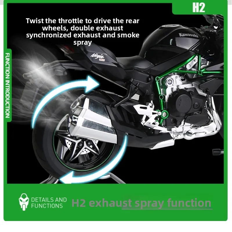 رذاذ 1:9 H2R دراجة نارية محاكاة ضوء الصوت سريع وغاضب للأطفال هدية جمع قيمة العرض