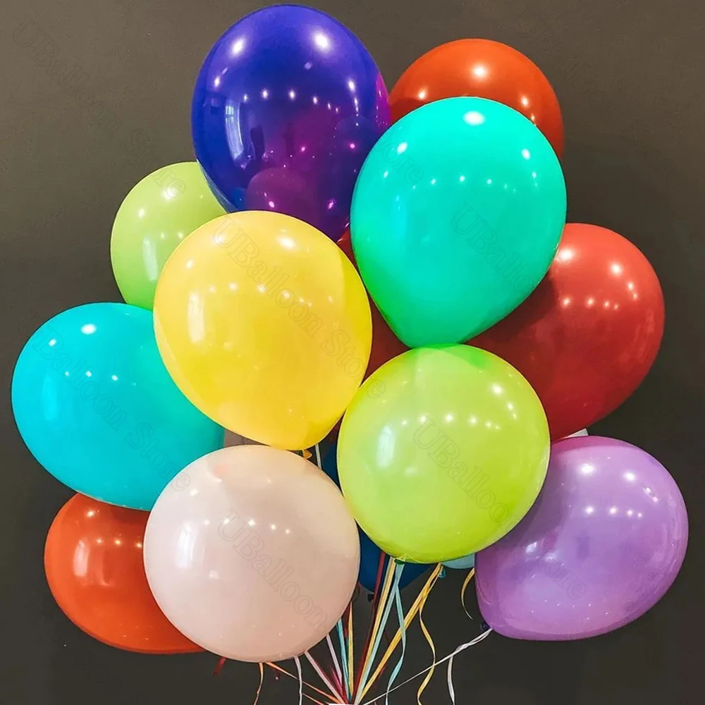 50/100 قطعة بالونات عيد الميلاد 10 ألوان لامعة قوس قزح أحمر برتقالي أصفر أزرق أخضر أرجواني وردي بالونات اللاتكس للأطفال الهواء Globos #1