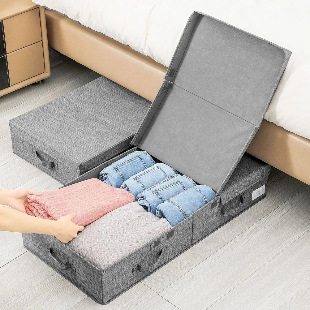 

Foldable Clothes Storage Box Under Bed ganizer Bins Dust Proof Fabric Blanket Container Household Storage