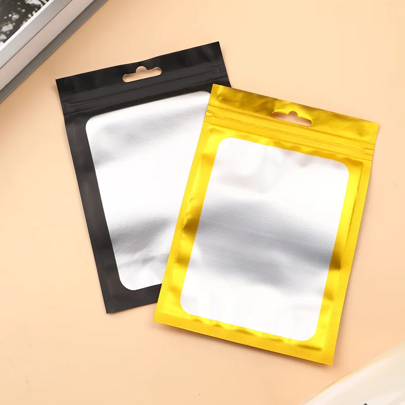 50 Stück bunte Folien-Zip-Lock-Beutel mit transparentem Fenster, wiederverwendbare Hängebeutel für Schmuckpräsentation und Verpackung – Detail 7