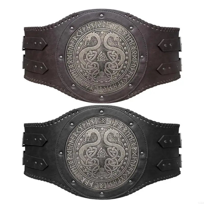 

N5KB Medieval Waist Belt Women Men Wide Belt Cosplay Costume PU Cincher