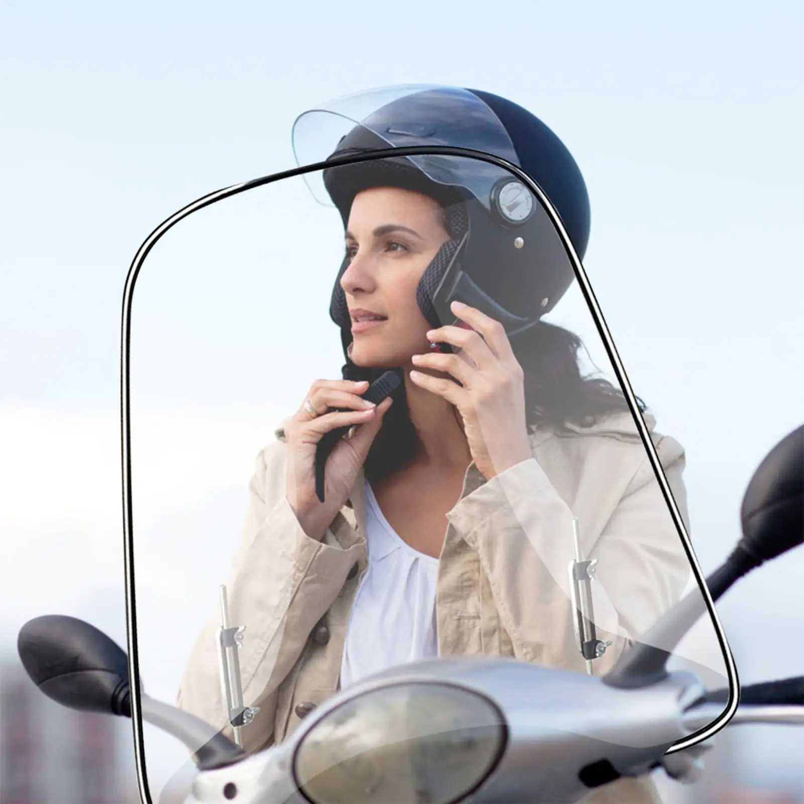 Motorrad-Windschutzscheibe, Motorrad-Roller, transparent, gebogen, winddicht, sanddicht, Dämpfer, Motorrad-Zubehör