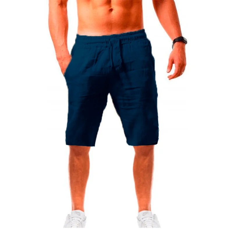 Summe Men\'s Linen Cotton Shorts Pants Male Breathable Solid Color Trousers Fitness Streetwear 3XL