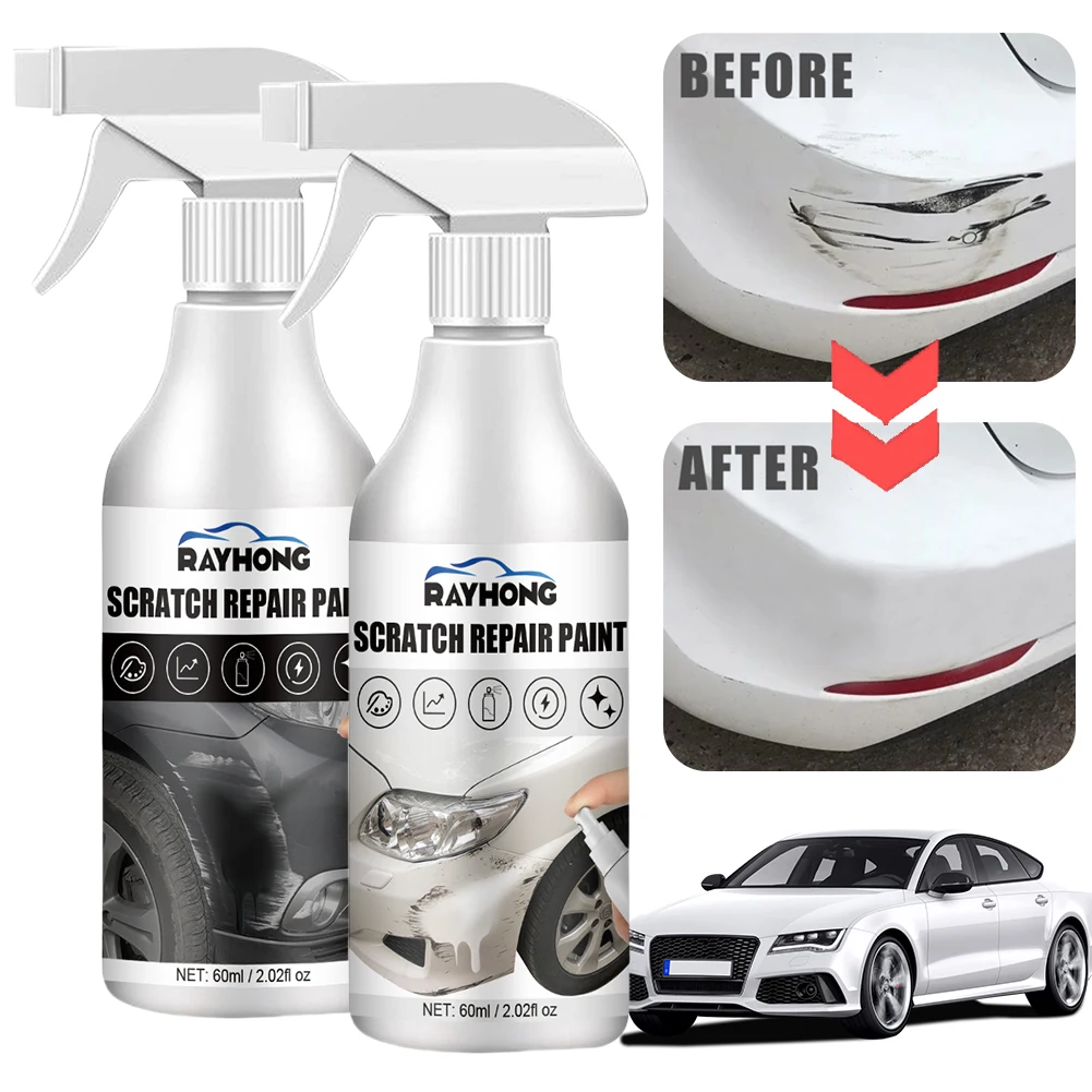 Car Self-spraying Paint Multipurpose Car Scratch Repair Spray 60ml Black & White Portable Car Scratch Remover Polishing Paint