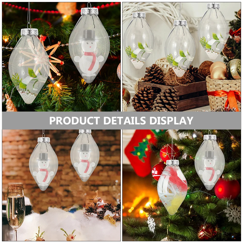 

24Pcs Fillable Christmas Ornaments Bulb Shaped Candy Boxes Clear Plastic Hanging Balls Xmas Tree Party Decorations