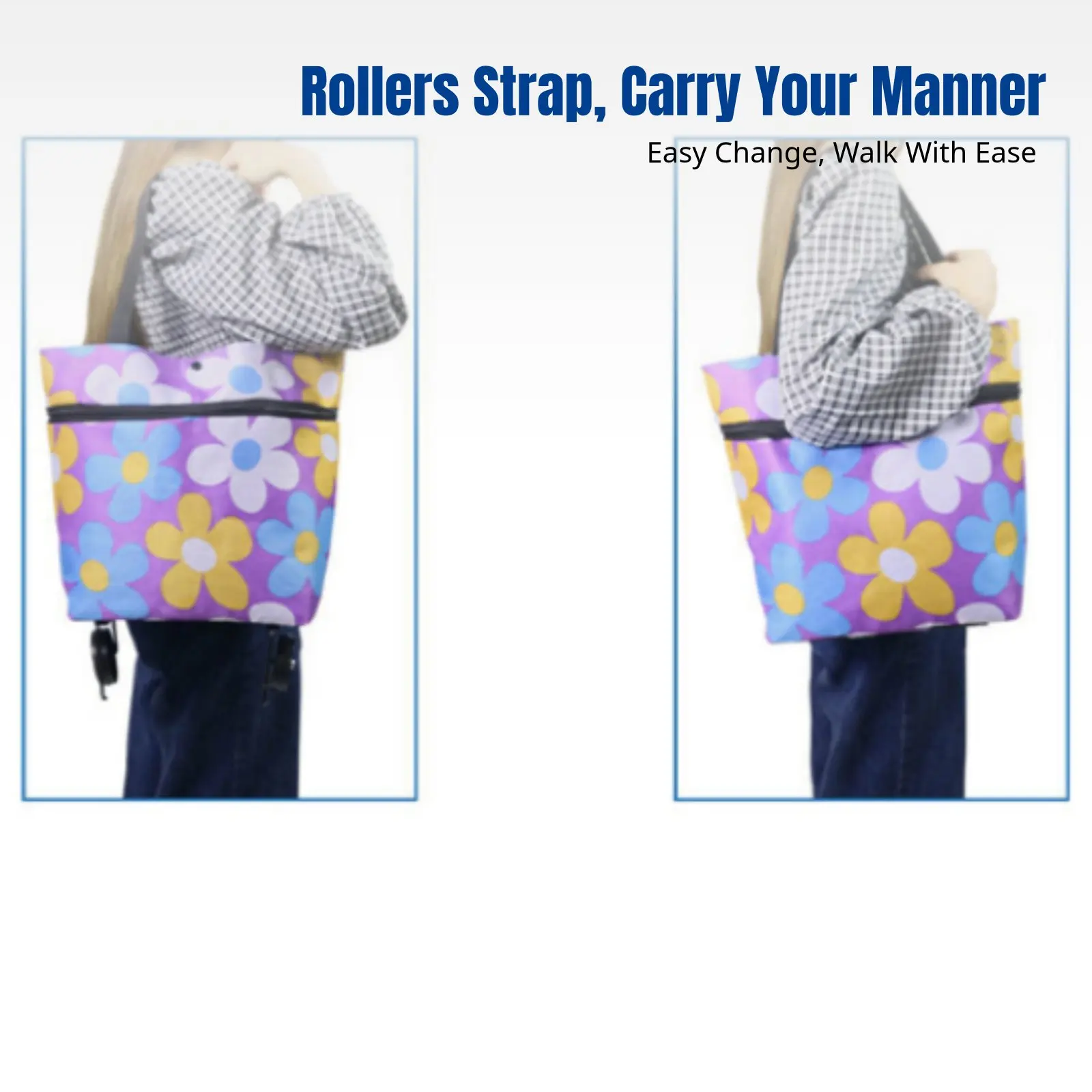 Foldable Shopping Cart, Portable Grocery Trolley Bag, Oxford Cloth, For Elderly, Home, Supermarket, Foldable Hand Pull Cart