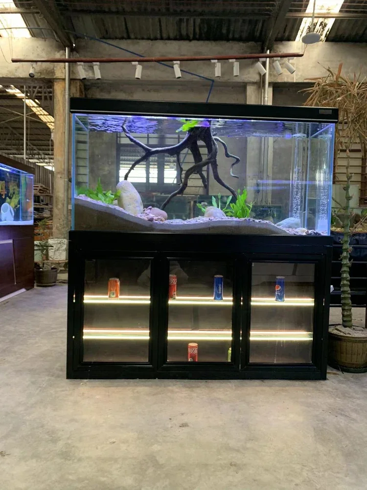 Super White Glass Home Fish Tank Aquarium Living Room Screen Medium and Large Ecological Bottom Filter Dragon Fish Tank