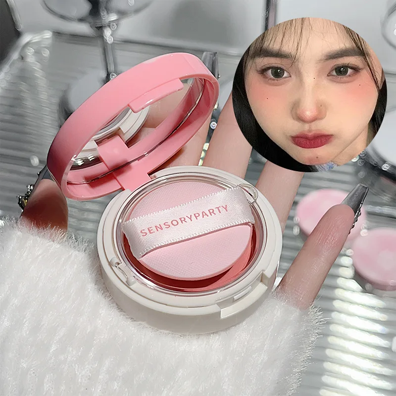 وسادة هوائية أحمر الخدود الطين ماتي المخملية ضباب السلس الخد تينت الخوخ الوردي أحمر الخدود مع نفخة المطاط الكورية Dupes ماكياج النساء مستحضرات التجميل