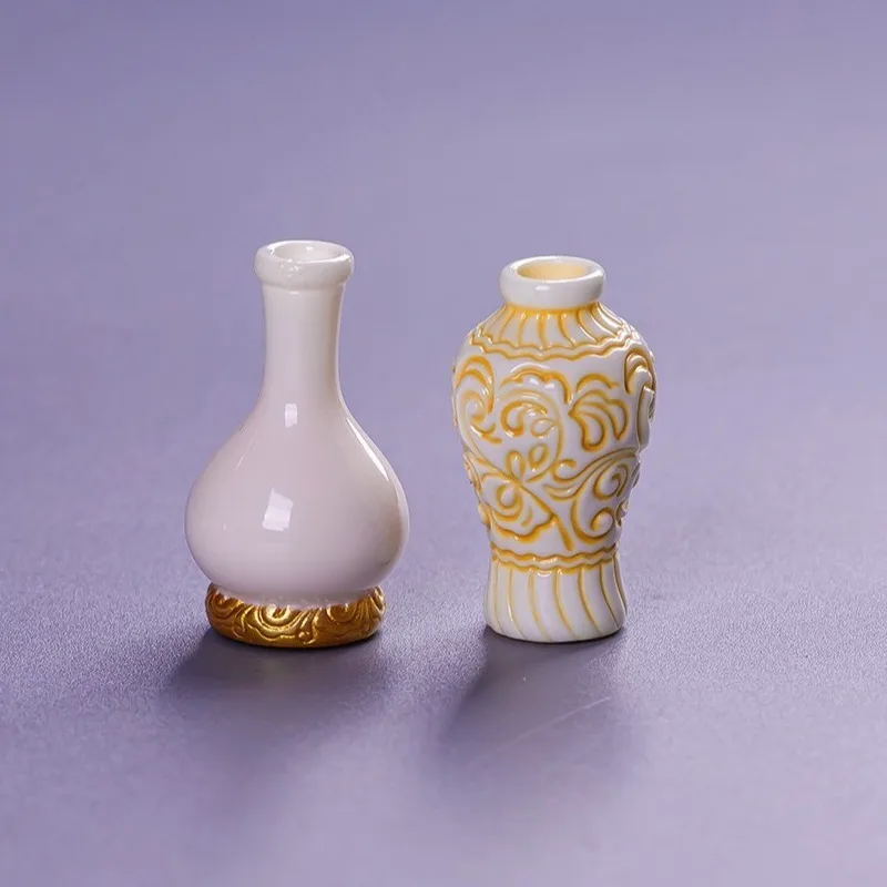 Miniature Resin Vase Decor Micro Landscape Simulation Antique Decor Vase,Resin Decor DIY Accessories Doll House Desktop Ornament