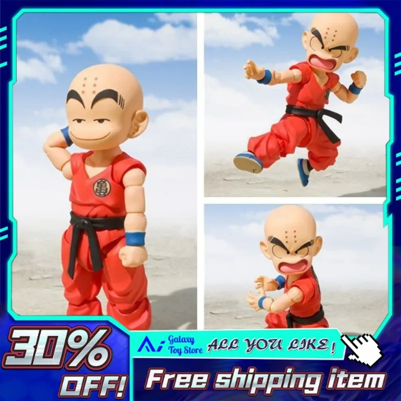 

10 см в наличии Dragon Ball SHF Kid Krillin Детская версия Poseable Фигурка Рождество День Рождения Новогодний подарок Фигурка Аниме